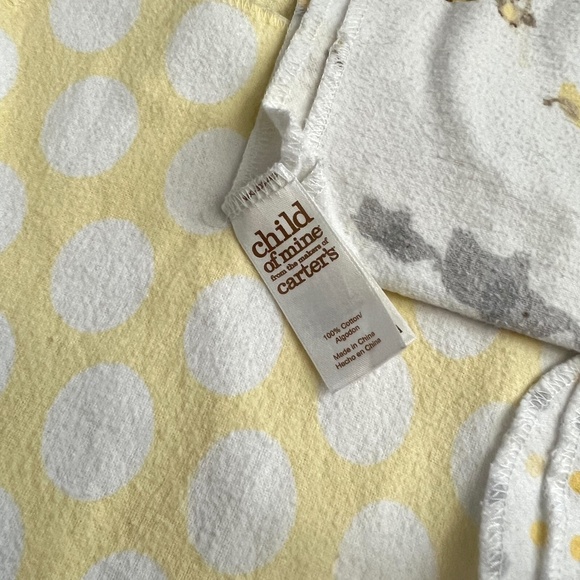 Carter's Child of Mine Baby Receiving Blankets Yellow Animals Polka Dots Flannel - Picture 10 of 13